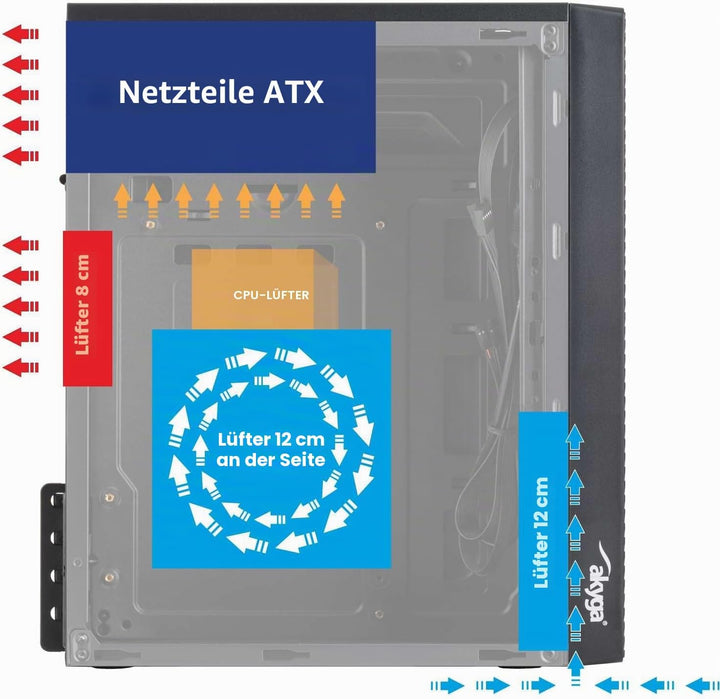 Micro ATX Akyga AK36BK Gehäuse 1x USB 3.0 schwarz ohne PSU
