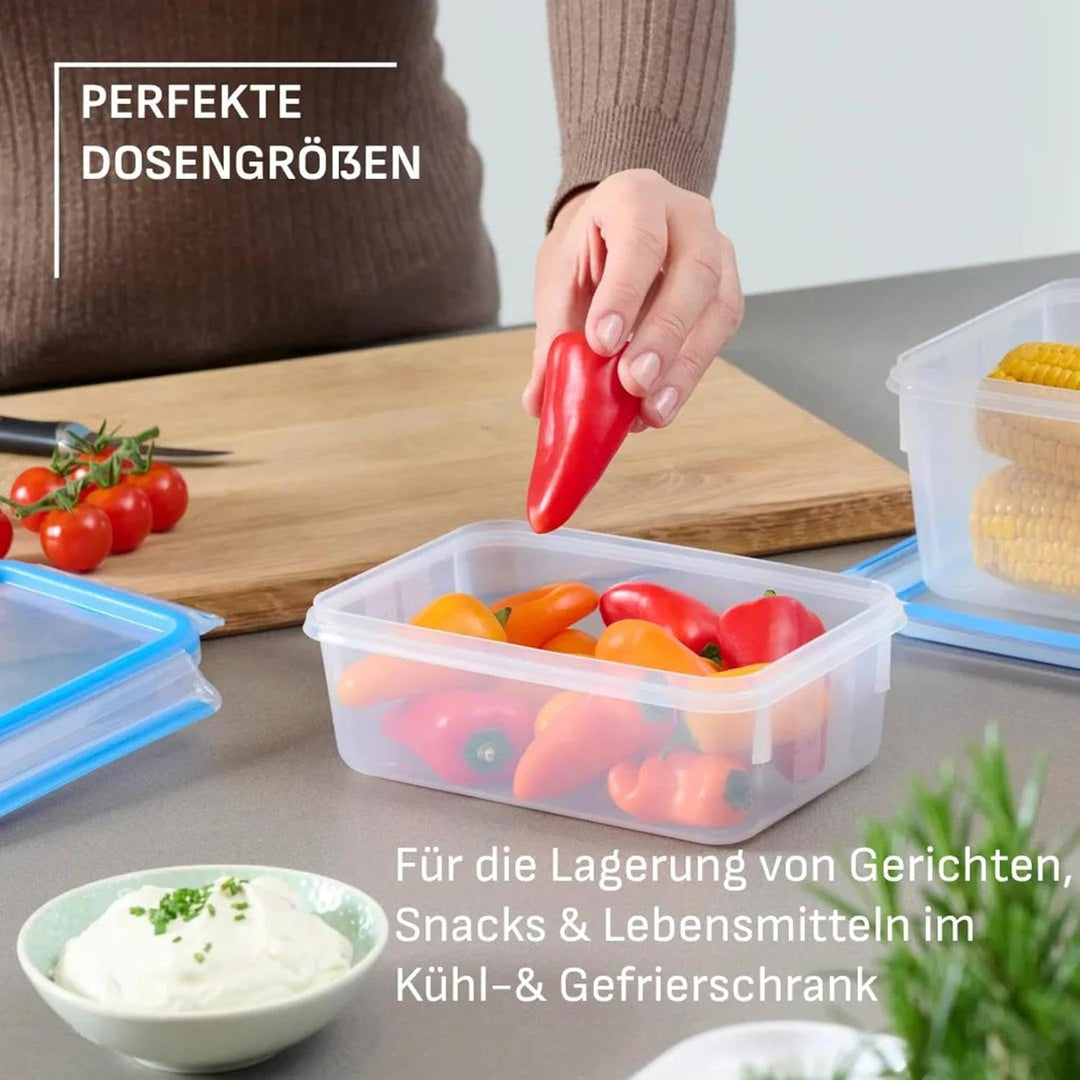 Emsa N10614 Clip & Close Frischhaltedosen-Set 9-teilig | stapelbar | mikrowellenfest | -40 bis +100