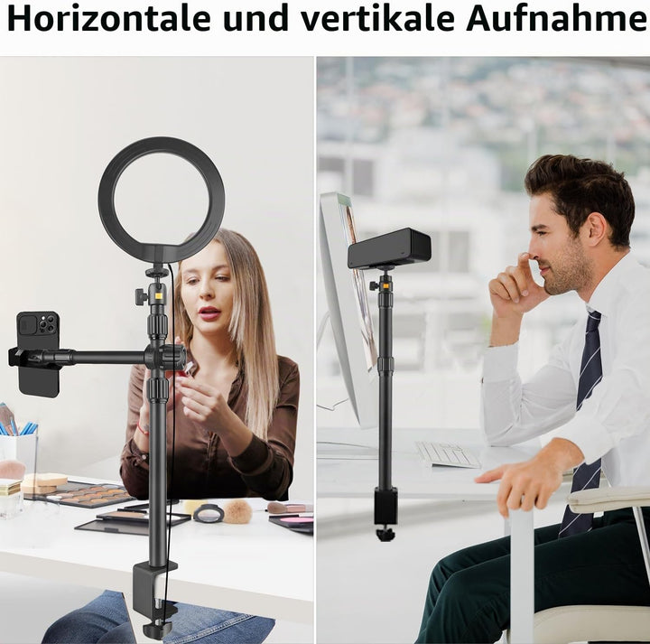 OS03 Tischstativ Kamera, 37-83cm Einstellbar Overhead Stativ Webcam, Kamera Tischhalterung mit Boom