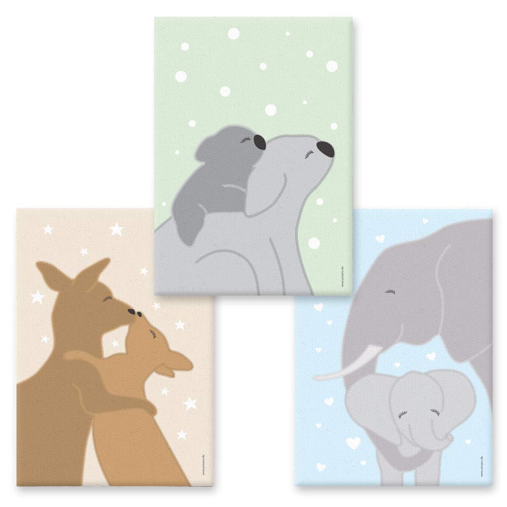 PRICARO Leinwand "Tierliebe", 20 x 30 cm, 3er Set