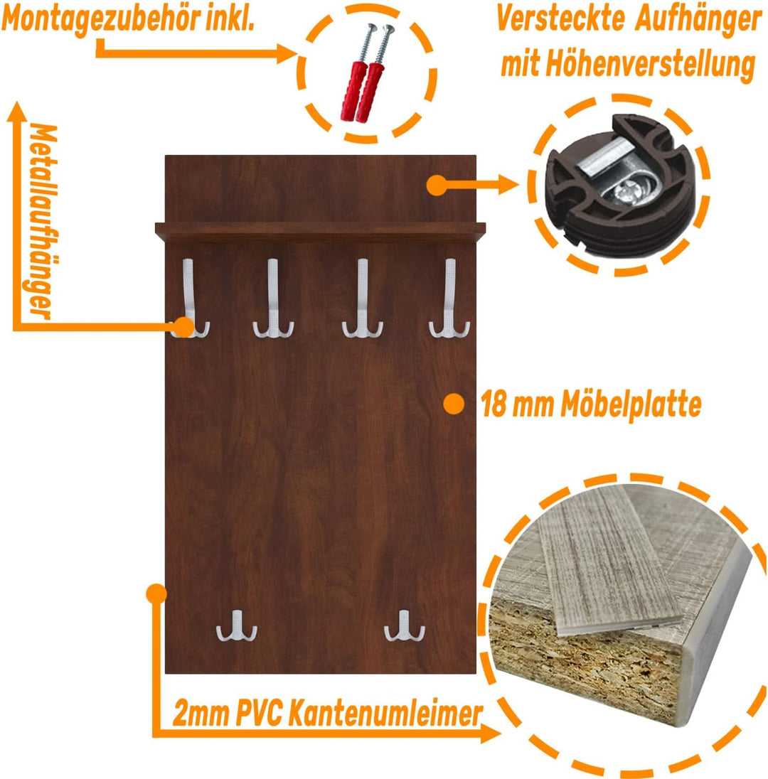 AKKE 90x60 | MAXI Garderobenpaneel Wandgarderobe Garderobe Wandpaneel Kleiderstange ALUMINIUM | CARA