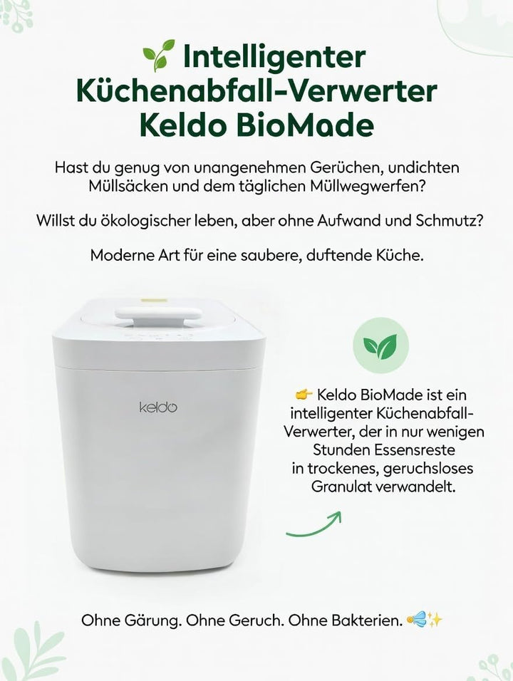 Elektrischer Komposter Küche 4L Weiss – Küchenkomposter Elektrisch mit modernem Design & kompakten M