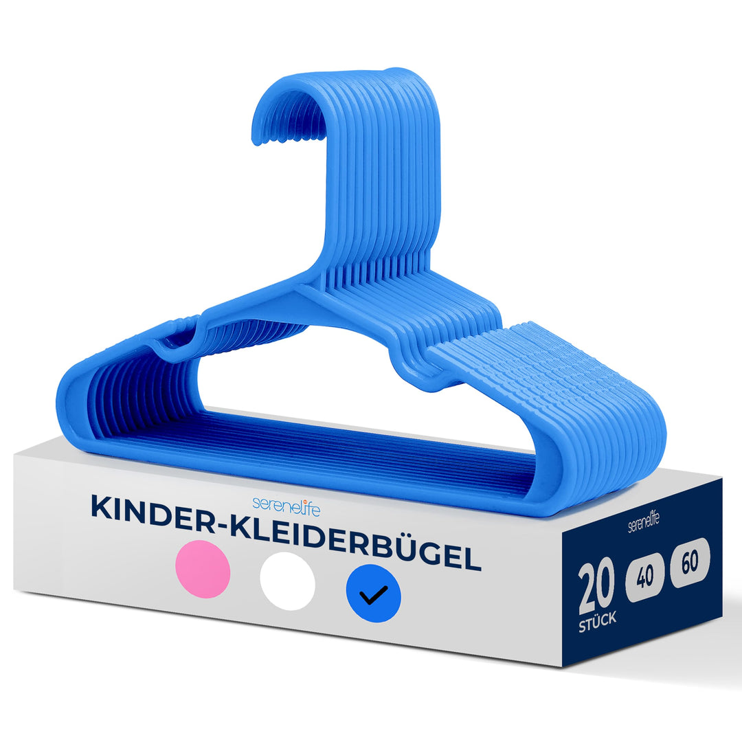 SereneLife Kinderkleiderbügel 20er Set – Kleiderbügel Kinder & Baby Kleiderbügel Kunststoff & rutsch