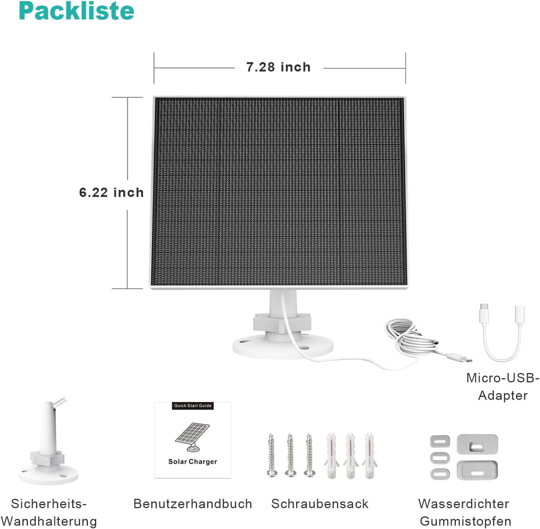 Solarpanel für Eufy Kamera, 5W Solarpanel für Eufycam kompatibel mit Eufycam 3/3C/2/2 Pro/2C/2C Pro/