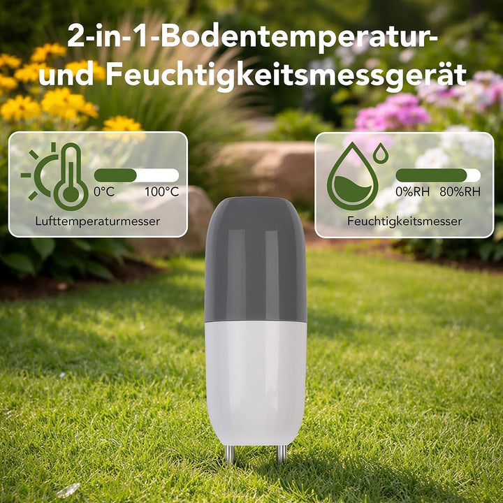 Royal Gardineer Smarter WLAN-2in1-Bodenfeuchtigkeits- und Temperaratursensor mit App