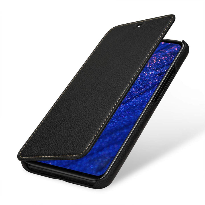 STILGUT Lederhülle für Huawei Mate 20 Lite Book Type, schwarz, schwarz