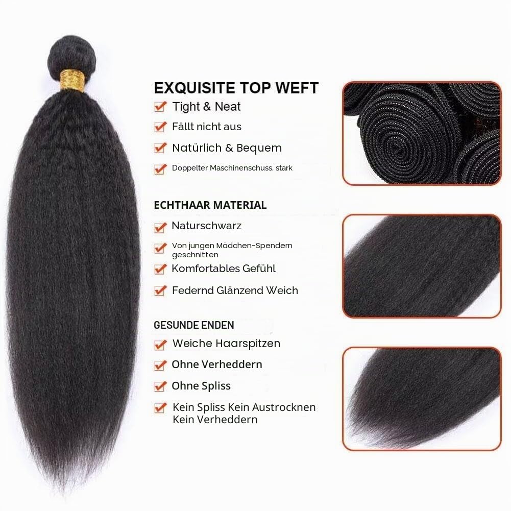 9A Brazilian Hair Bundle Kinky Straight Human Hair 3 Bundles Brasilianische Haare Bündel Echthaar We