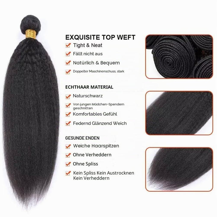 9A Brazilian Hair Bundle Kinky Straight Human Hair 3 Bundles Brasilianische Haare Bündel Echthaar We