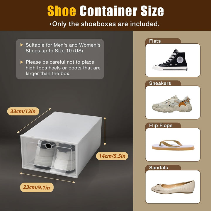 24 Stk Schuhboxen Transparent Schuhbox Stapelbar Schuh-Organizer mit Tür Schuhe Aufbewahrungsboxen P