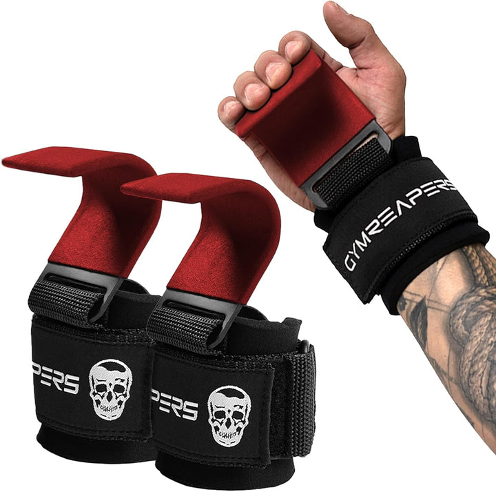 Gymreapers Weight Lifting Hooks (Pair), Heavy Duty Power Wrist Straps Hand Grip Support For Deadlift