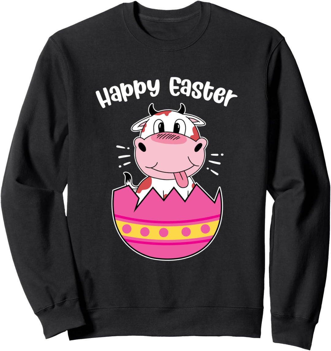Frohes Osterei Niedliche Kuh Tier Bauernhof Sweatshirt