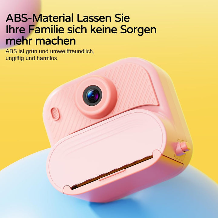 Sofortbildkamera Kinder mit Bildschirm, Druckpapier(Rosa) | Digitalkamera für Kinder mit Druckpapier