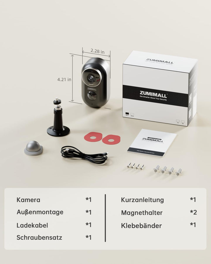 ZUMIMALL Überwachungskamera Aussen/Innen, 2 Pack WLAN Kamera Doppelständer mit Magnethalterung, 100%