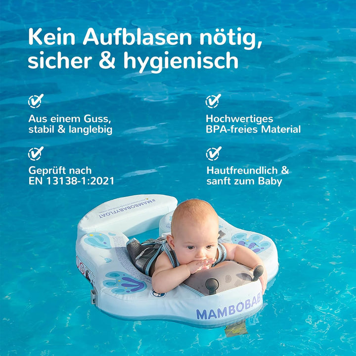HECCEI Baby Schwimmring Mambobaby Nicht Aufblasbarer Schwimmreifen mit Sonnendach Schwanz, Weiches W