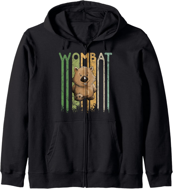 Funky Retro Wombat Schriftzug Cartoon Beuteltier Kapuzenjacke