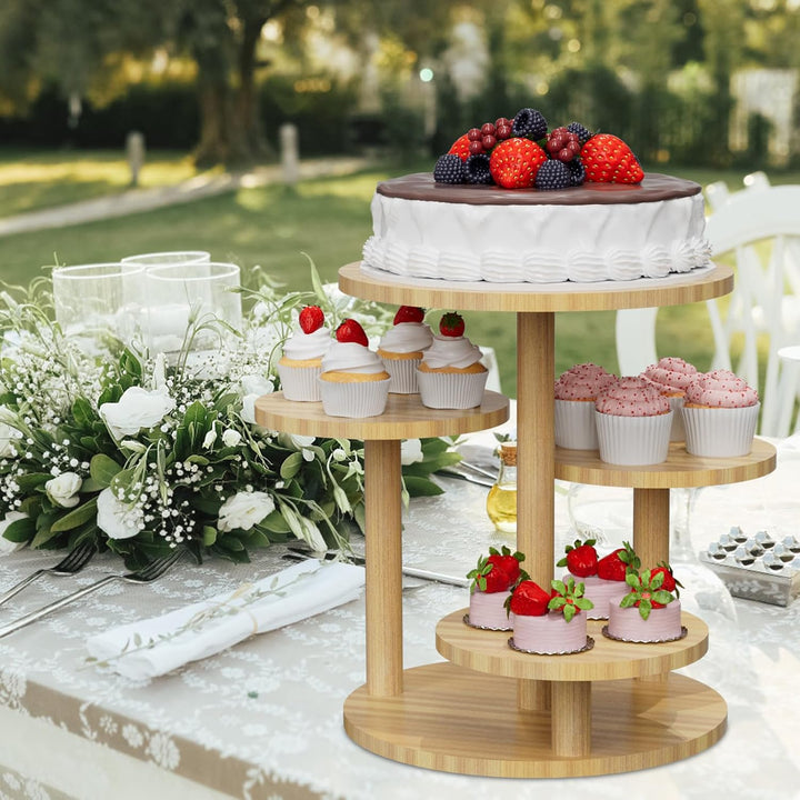 Cupcake Ständer 4-Stöckiger Dessertständer für 30 Cupcakes, Runder Holzturm-Display, Premium-Halter,