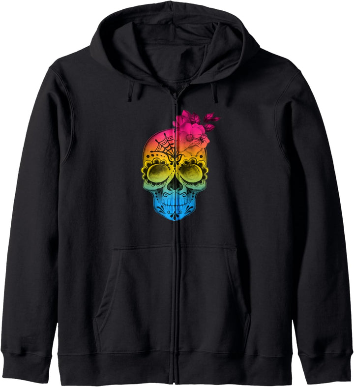 Pansexueller Zuckerschädel Halloween Dia De Los Muertos Pan Kapuzenjacke