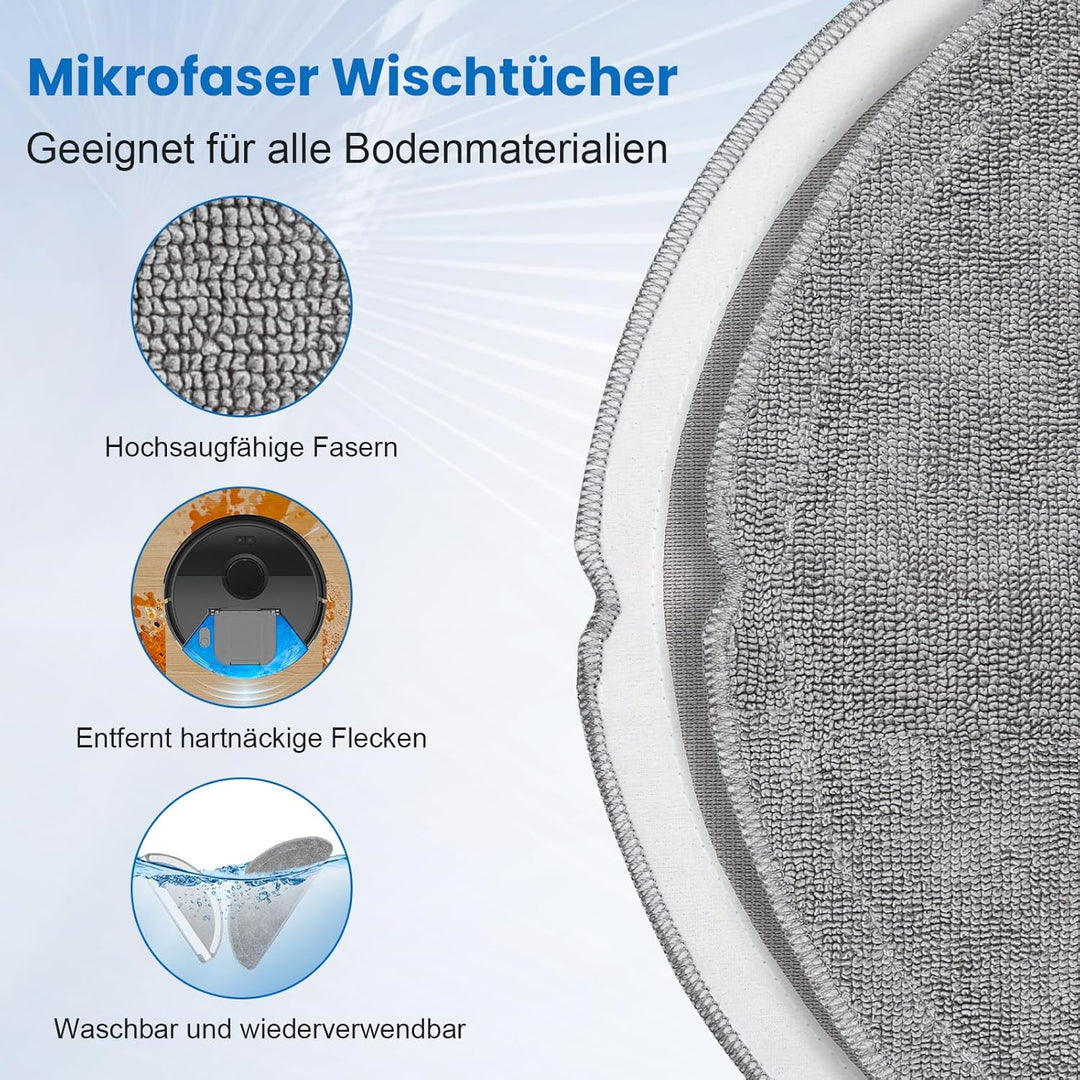 21 Stück Zubehörset für Roborock Q7 L5+ / Q7 M5+ Saugroboter mit 1 Hauptbürsten 4 Wischtücher 4 Filt