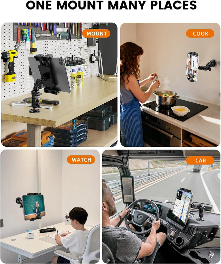 OHLPRO Heavy Duty Tablet Halterung LKW Dashboard - Bohrfuss Halter für iPad & Tablets (5-17 Zoll), P