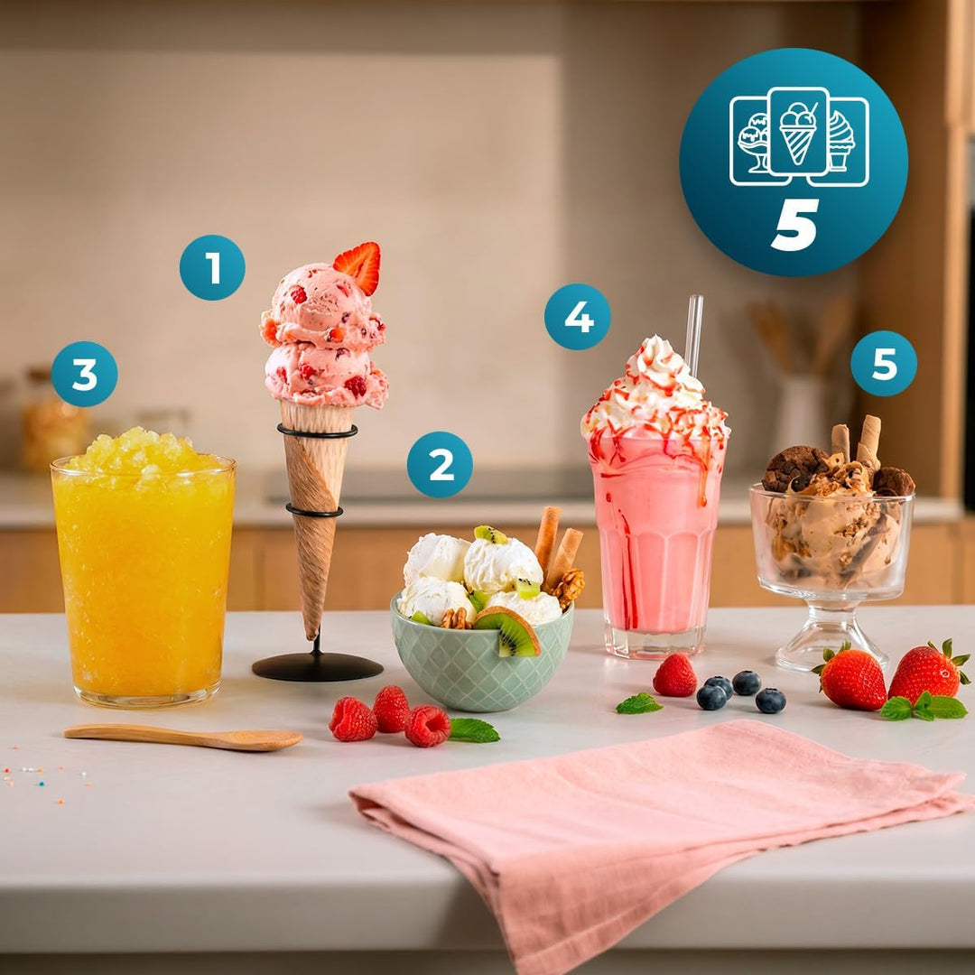 Cecotec Eismaschine Gelatec EasyMove, 5 Programme für Eis, Sorbet, Mix-ins, Slush und Shake, vertika