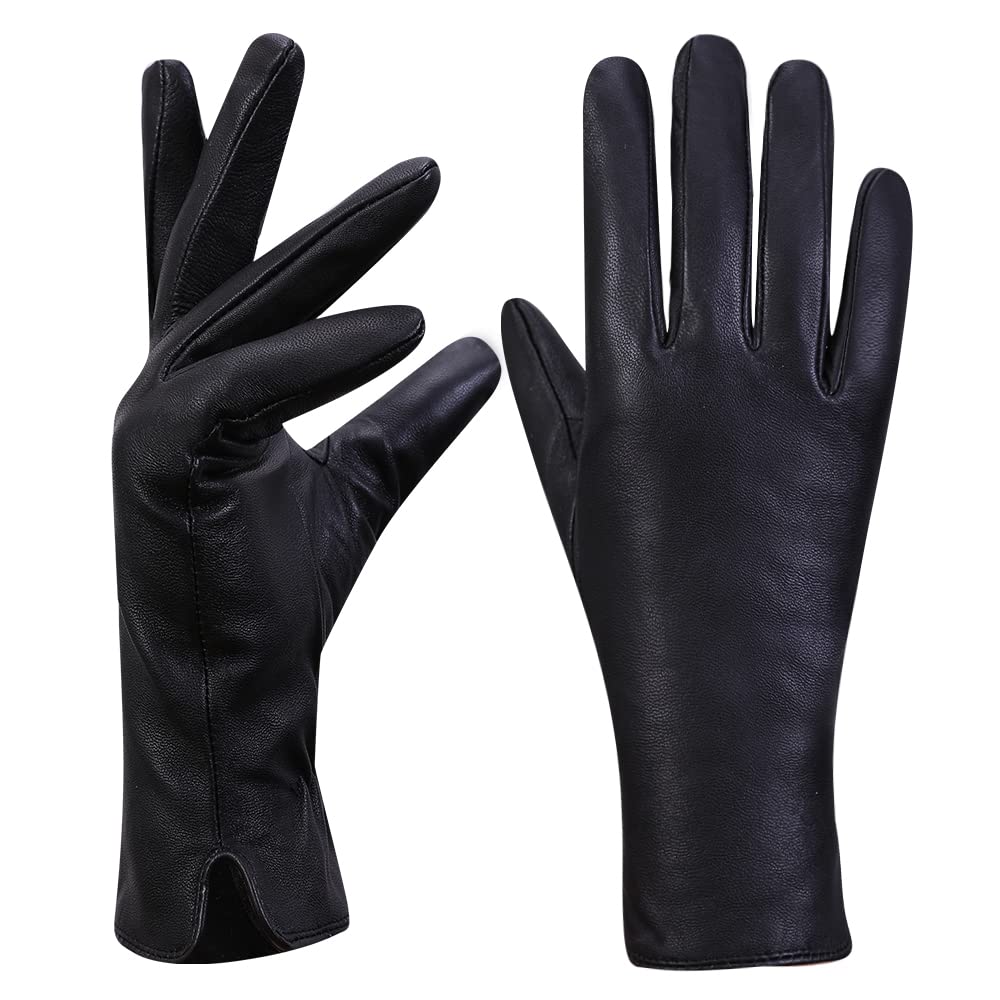 MGGMOKAY Damen Lederhandschuhe Kaschmir gefüttert XXL Schwarz, XXL Schwarz