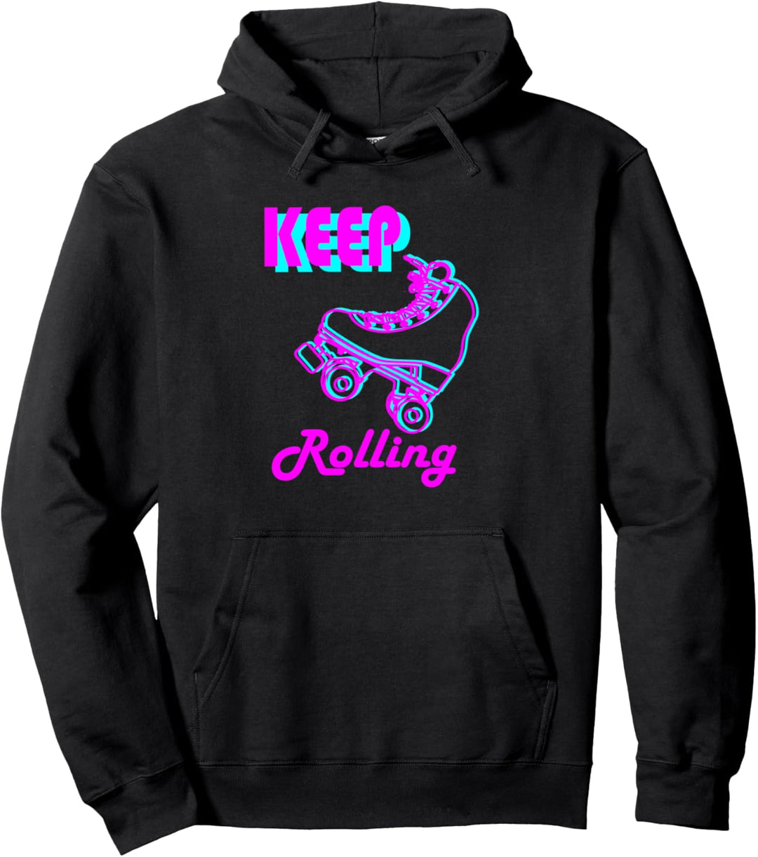 80er Jahre Weiter rollende Hobbys Rollschuh Pullover Hoodie