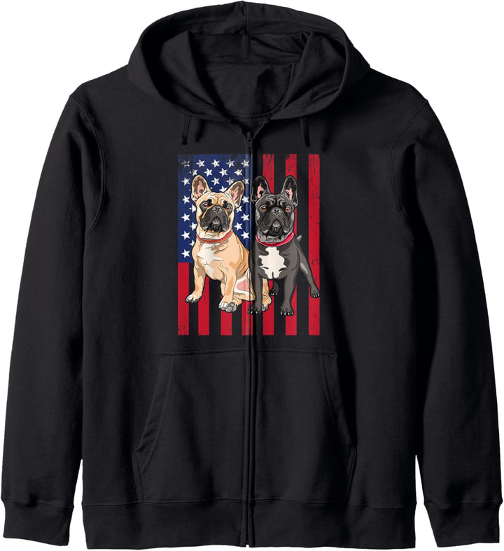 French Bulldog Frenchie USA Flag Kapuzenjacke