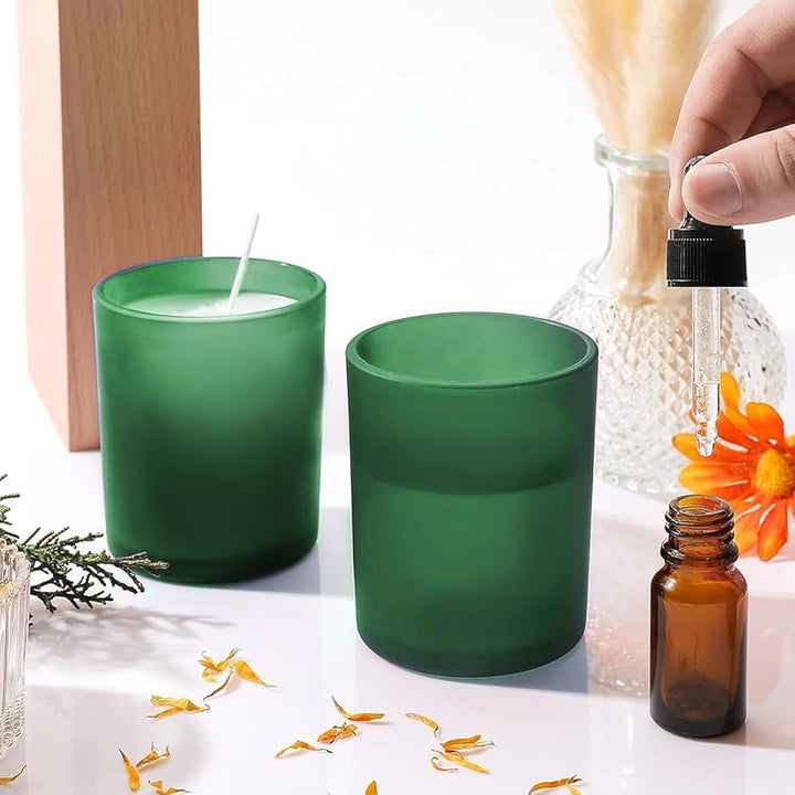 OXTXO 6er Set Kerzengläser mit Bambusdeckel (200ml) – 3mm Dickwandiges Glas für Kerzengiessen – Eleg
