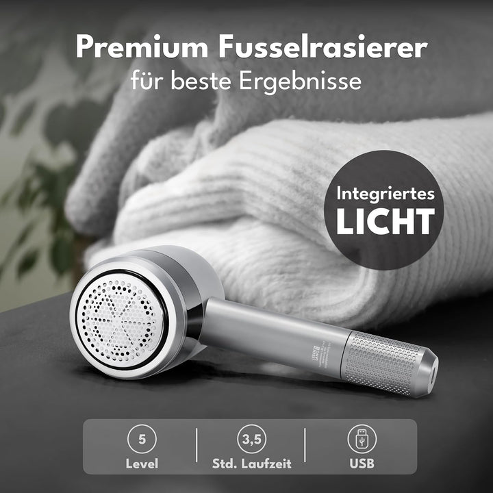 LEBENLANG Schwarz Steamer Dampfglätter 1500W + Premium Fusselrasierer Elektrisch 4000mAh I Bundle Op