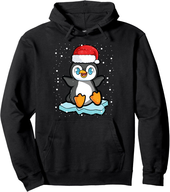 Weihnachten lustiger Pinguin Schneeflocke Weihnachtsmann Pullover Hoodie