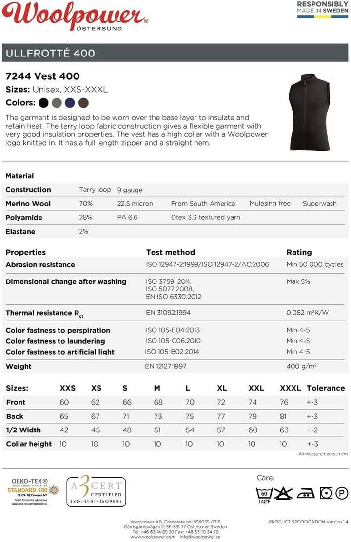 Woolpower Vest 400, Schwarz