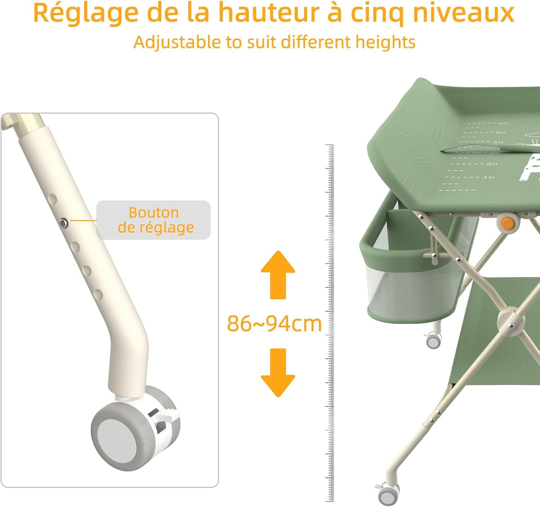 OHMG Baby Wickelkombi Mobiler Bade-Wickeltisch faltbar,klappbare Wickelkommode mobiler,Wickeltisch m