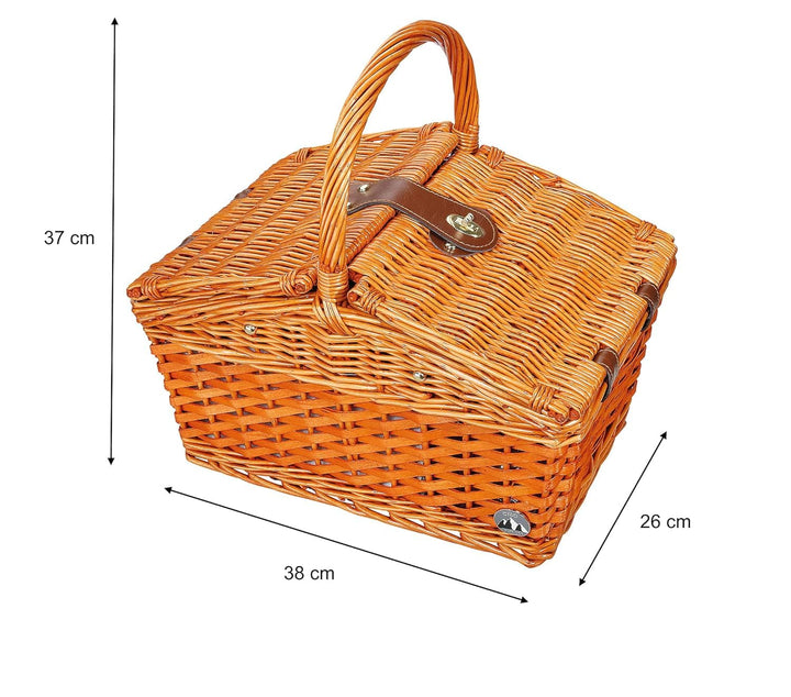 Cilio 156812 Salerno Picknickkorb, Weide, Rotbraun 38x26x37 cm