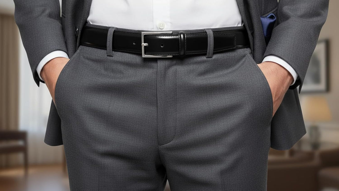 Herren Gürtel aus echtem schwarzem Leder - Elegant glänzender Style für Männer 35mm 90cm Taille - 10