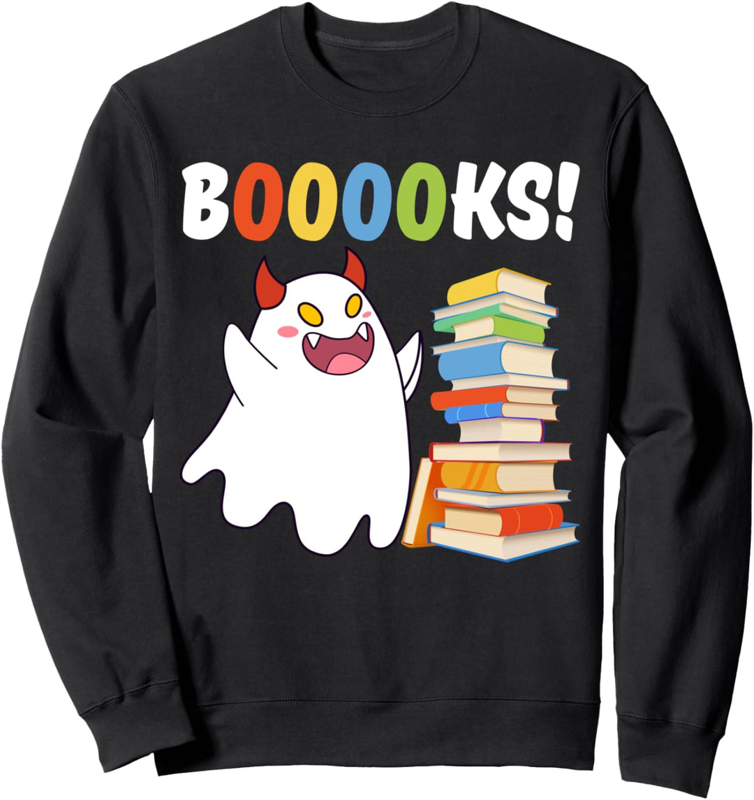 Booooks Ghost Tee - Book Lover Funny Halloween Costume Sweatshirt