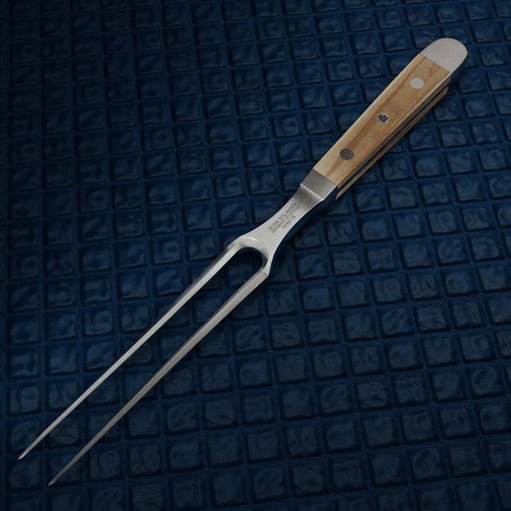 GÜDE Solingen - Fleischgabel geschmiedet, 18 cm, Olivenholz, ALPHA OLIVE, Doppelkropf, Handmade Germ