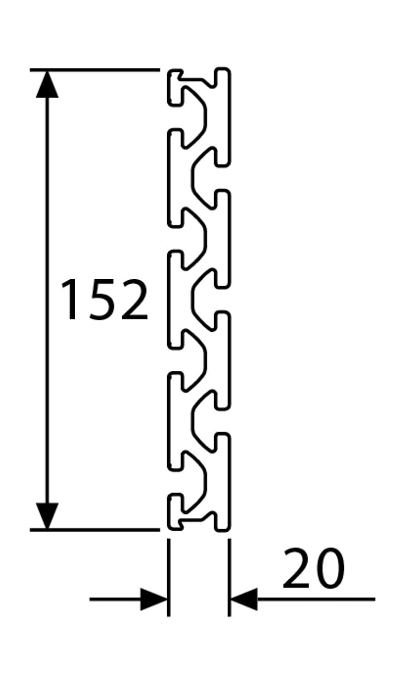 Profilo in alluminio 20 x 152S, profilo a piastra tipo I, scanalatura 8 (pesante), argento anodizzat