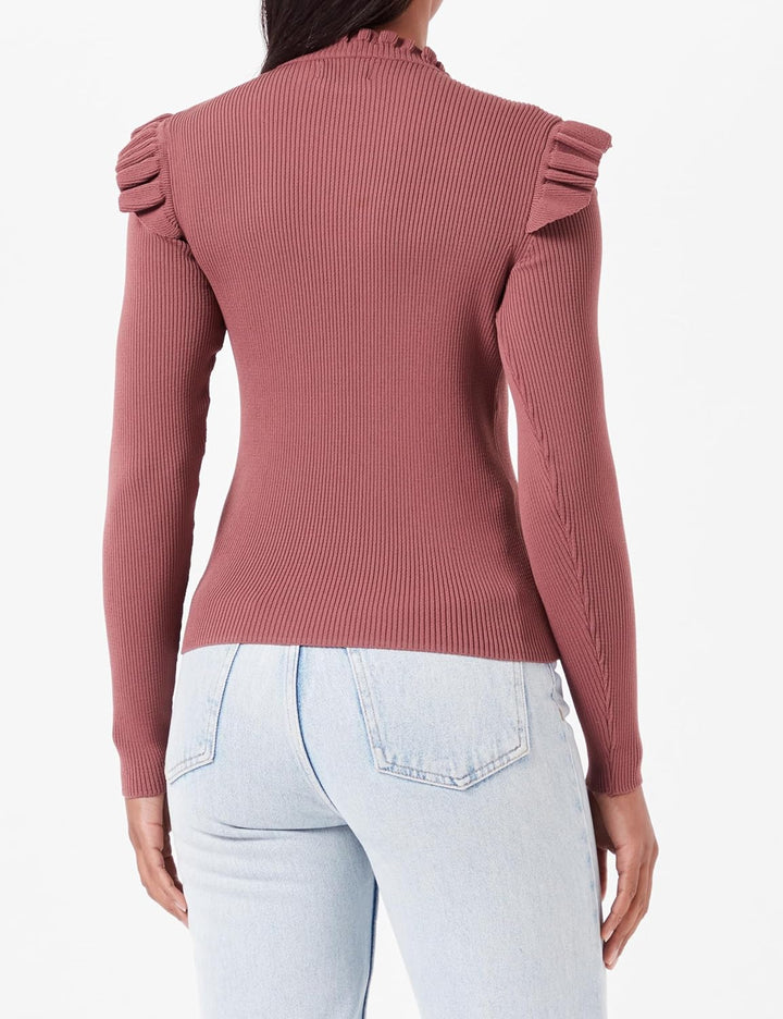 ONLY Female Strickpullover Gerüschter Oberteil mit Langen Ärmeln S Rose Brown, S Rose Brown