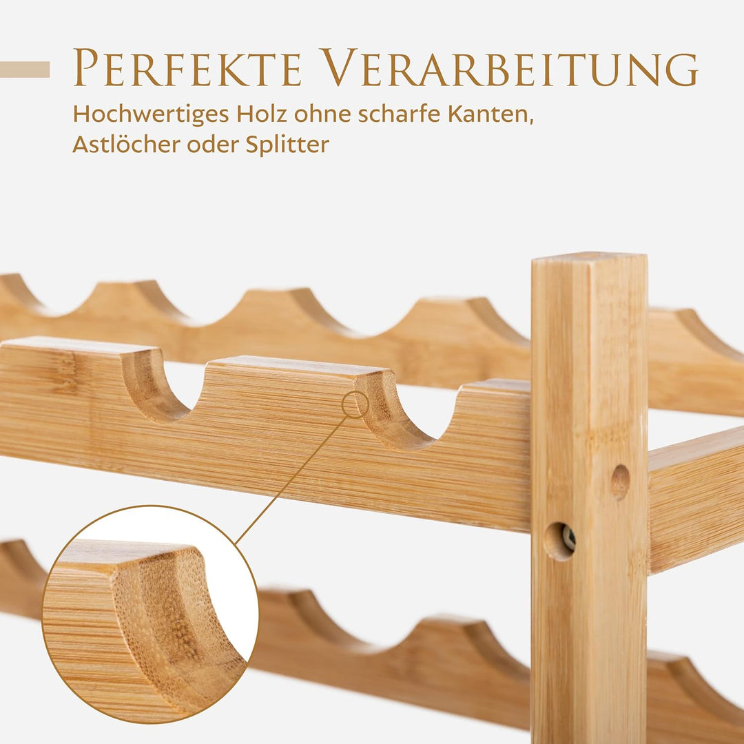 VINOMENTO® Weinregal | stapelbares Flaschenregal aus massivem Holz [für 24, 48 oder 72 Flaschen] | W
