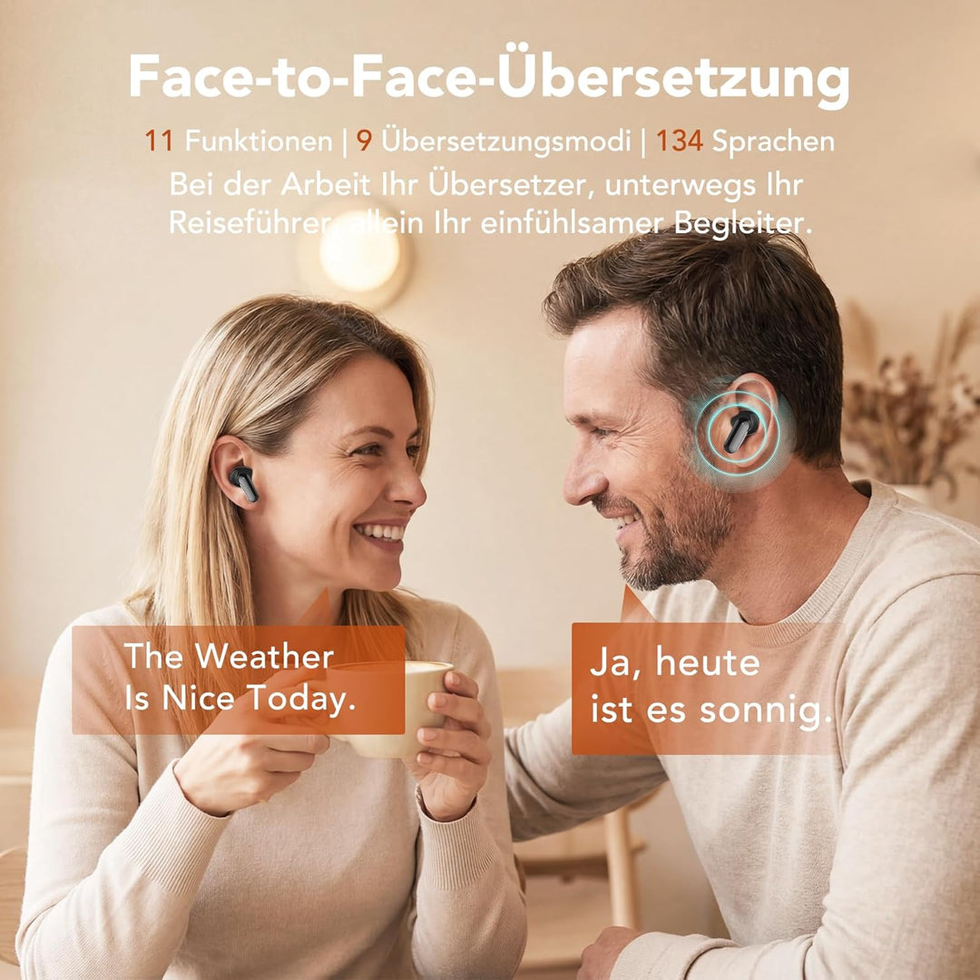 N03 KI Übersetzer Kopfhörer, 134 Sprachen Übersetzungskopfhörer mit 9 Modi - HiFi-Klang Bluetooth 6.