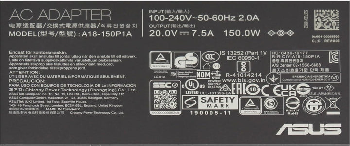 Asus TUF FX705DY Original Netzteil 150 Watt eckige Bauform