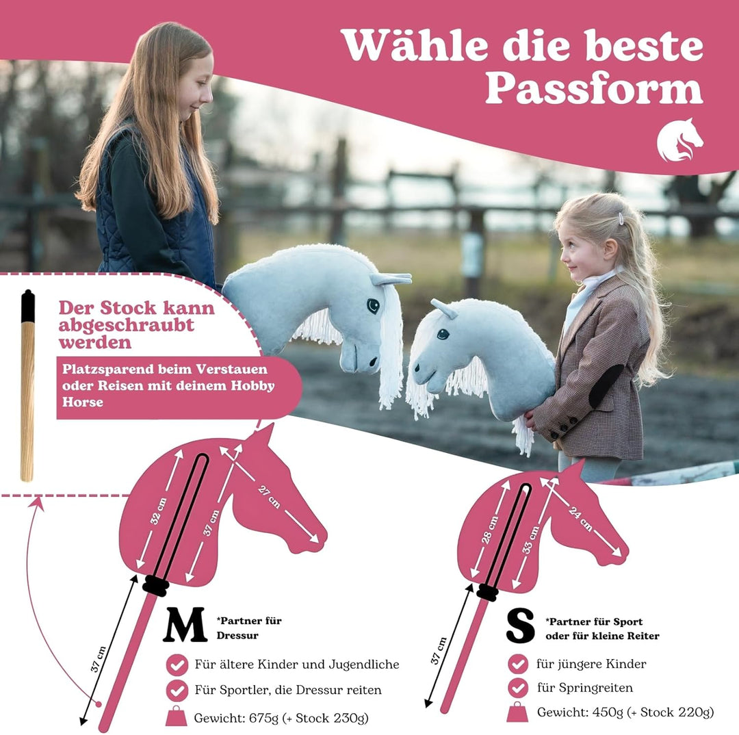 LarDen Hobby Horse Dancing Lady mit schwarzem Halfter - Grösse M, HANDGEFERTIGTES Stockpferd Für Kle