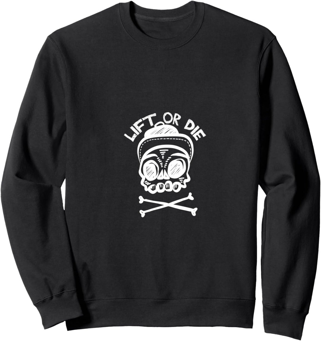 heb oder stirb weiss Totenkopf Bodybuilding Workout Sweatshirt