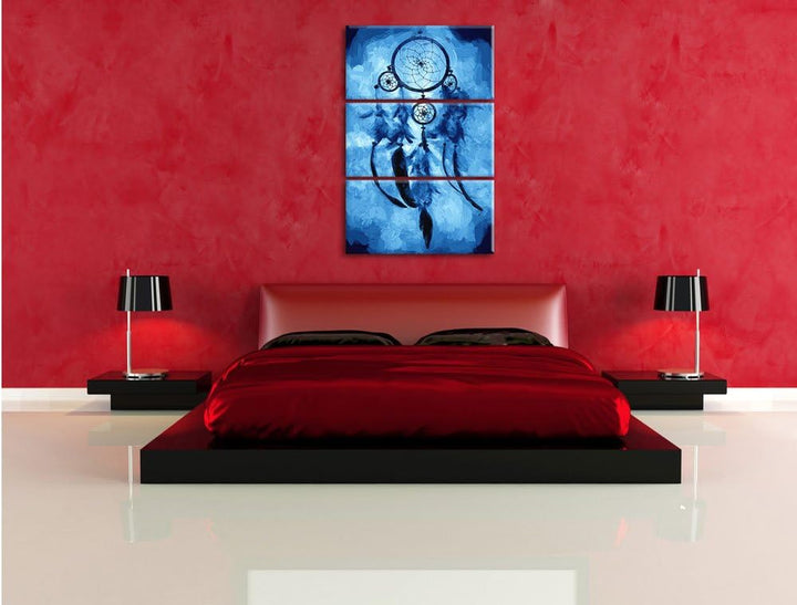Pixxprint Indianischer Traumfänger Kunst als Leinwandbild/Grösse: 3 Teilig (120x80) / Wandbild/Kunst