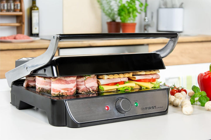 TZS First Austria Tischgrill, Elektrogrill für den Tischgebrauch, Grillplatte für Fleisch &amp; Gemüse,