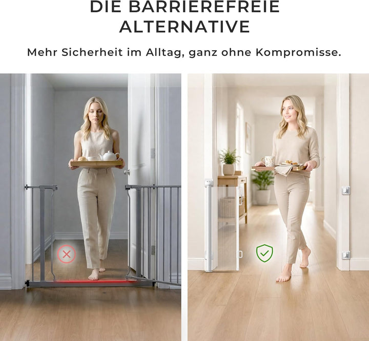 Allyson Treppenschutzgitter ausziehbar bis 140 cm, 86 cm hoch, Baby- und Haustier-Schutzgitter, Gerä