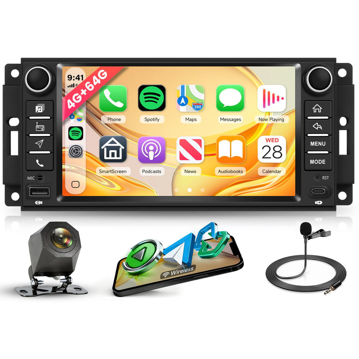 Rimoody 4G+64G Android Autoradio für Jeep Wrangler 2007-2018 Compass Grand Cherokee Commander Wirele
