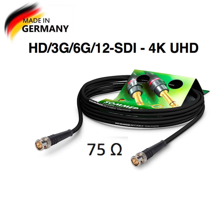 Sommer Cable Video-Patchkabel 6G-SDI / 4K SC-Vector 0.8/3.7, BNC 0.8/3.7-6G Hicon, schwarz (30m), 30