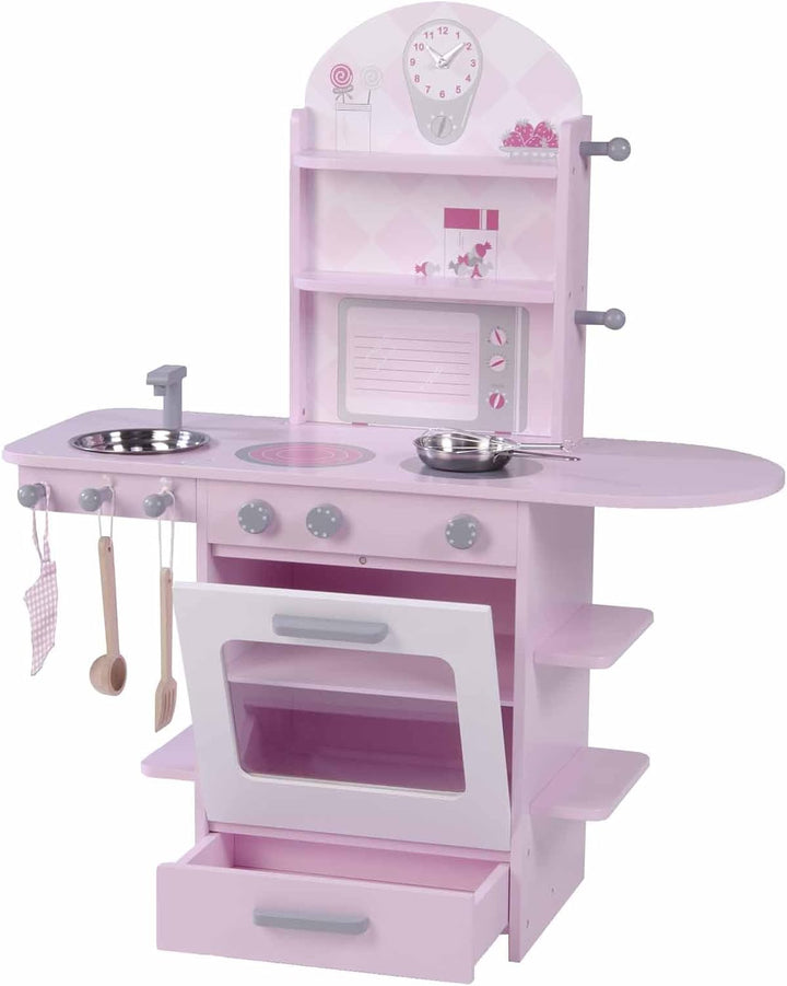 roba Spielküche, rosa, Kinderküche mit Herd, Spüle, Wasserhahn &amp; Regal inkl. Zubehör, Rosa