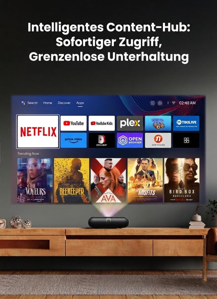 Yaber K300s Ultra-Kurzdistanz-Beamer: 4K-Unterstützung, Triple-Laser DLP Heimkino Projektor – 100" B